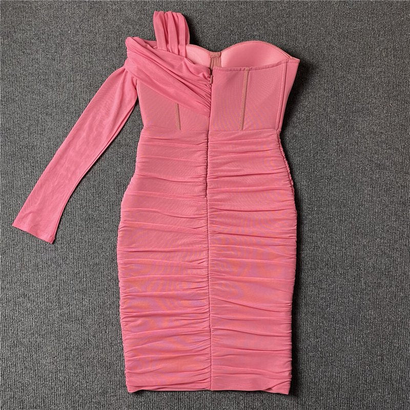 Off Shoulder Sheer Bandage Dress H5461
