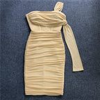 Off Shoulder Sheer Bandage Dress H5461