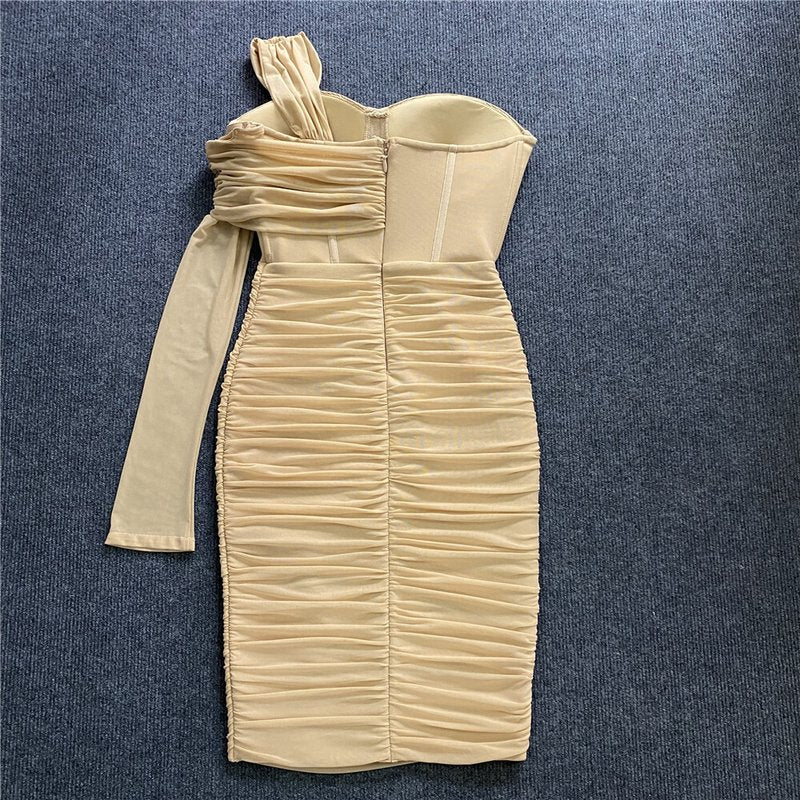 Off Shoulder Sheer Bandage Dress H5461
