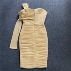 Off Shoulder Sheer Bandage Dress H5461