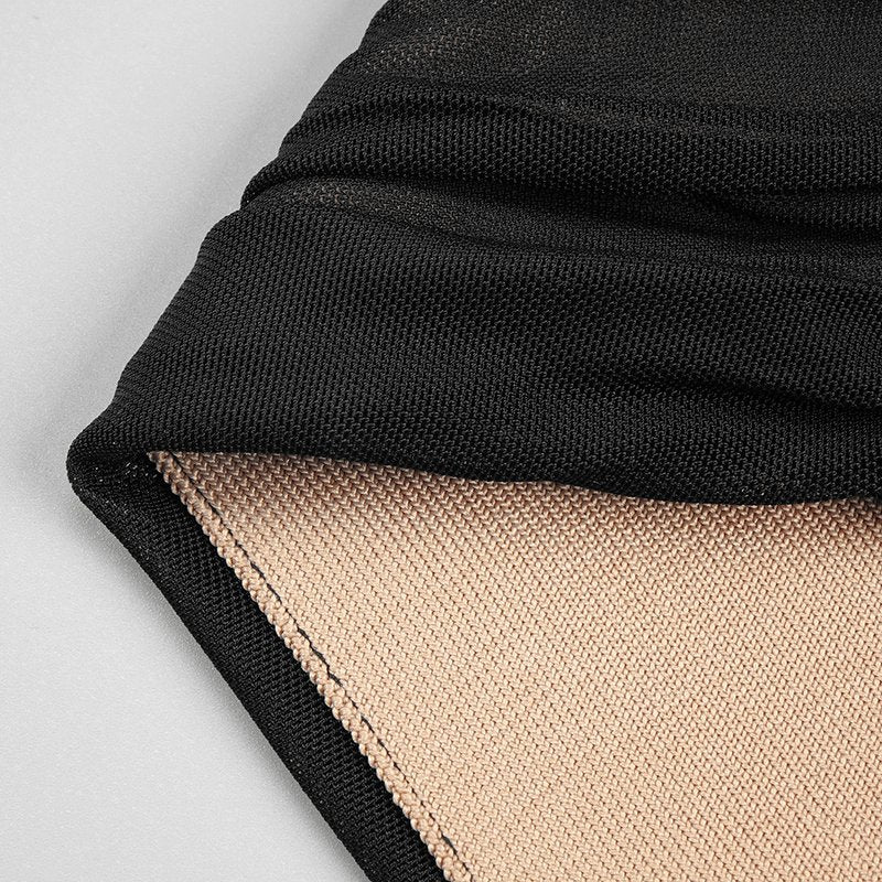 Off-Shoulder Sheer Ruched Cocktail Dress H6012