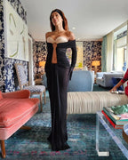 Off-Shoulder Sheer Ruched Maxi Dress H6199