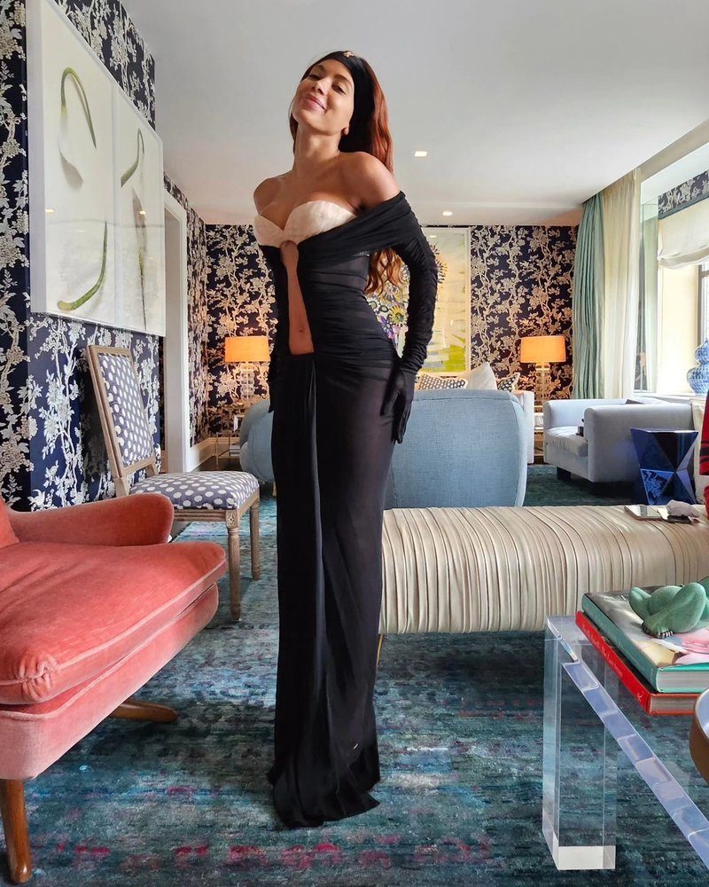 Off-Shoulder Sheer Ruched Maxi Dress H6199
