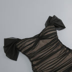 Off Shoulder Sheer Striped Bandage Dress H6063