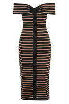 Off Shoulder Striped Bandage Dress H5915