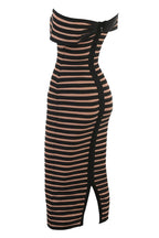Off Shoulder Striped Bandage Dress H5915