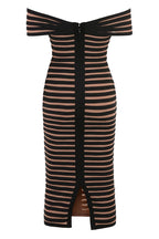 Off Shoulder Striped Bandage Dress H5915