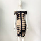 Off Shoulder Striped Bandage Dress H5915