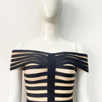 Off Shoulder Striped Bandage Dress H5915