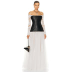 Off-Shoulder Tulle Maxi Dress H6078