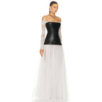 Off-Shoulder Tulle Maxi Dress H6078