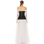Off-Shoulder Tulle Maxi Dress H6078