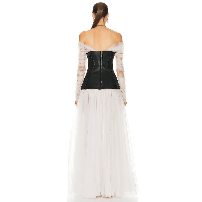 Off-Shoulder Tulle Maxi Dress H6078