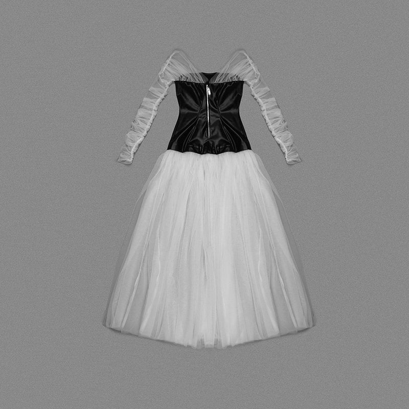 Off-Shoulder Tulle Maxi Dress H6078