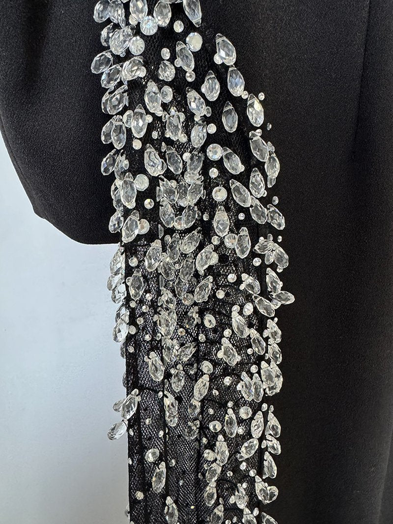 Off Shoulder Velvet Gown with Sequin Panel H6688