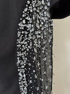 Off Shoulder Velvet Gown with Sequin Panel H6688