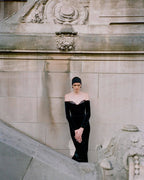 Off-Shoulder Velvet Midi Dress H6122