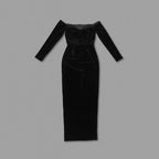 Off-Shoulder Velvet Midi Dress H6122