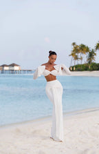 Off Shoulder White Maxi Dress H6899