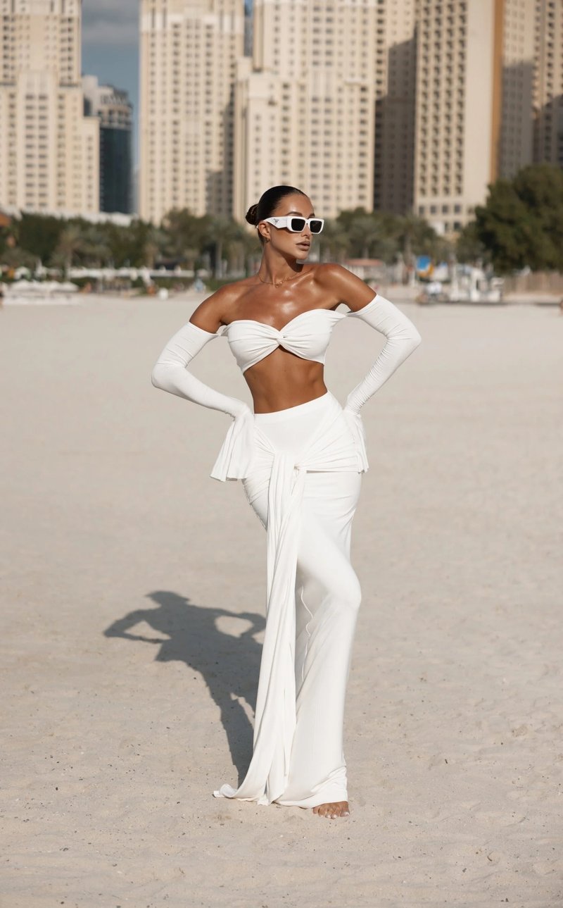 Off Shoulder White Maxi Dress H6899