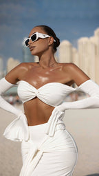 Off Shoulder White Maxi Dress H6899