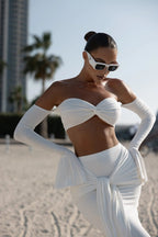 Off Shoulder White Maxi Dress H6899