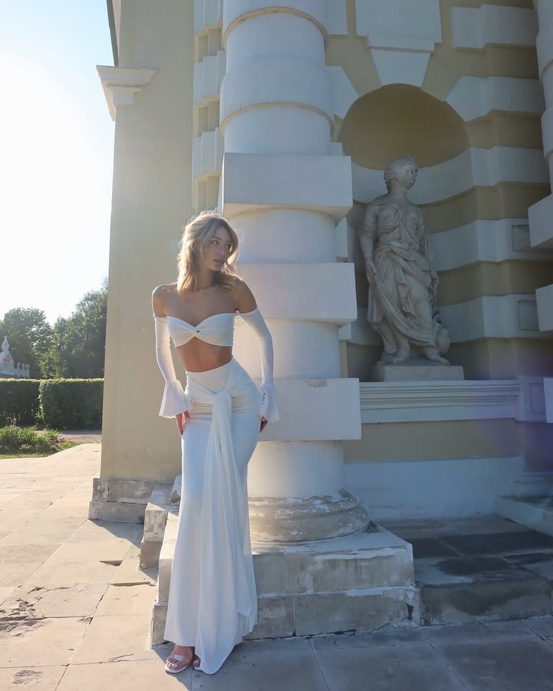 Off Shoulder White Maxi Dress H6899