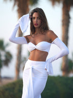 Off Shoulder White Maxi Dress H6899