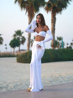 Off Shoulder White Maxi Dress H6899