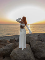 Off Shoulder White Maxi Dress H6899