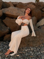 Off Shoulder White Maxi Dress H6899