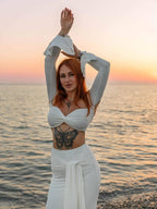 Off Shoulder White Maxi Dress H6899