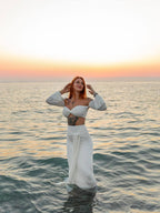 Off Shoulder White Maxi Dress H6899
