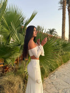 Off Shoulder White Maxi Dress H6899