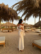 Off Shoulder White Maxi Dress H6899