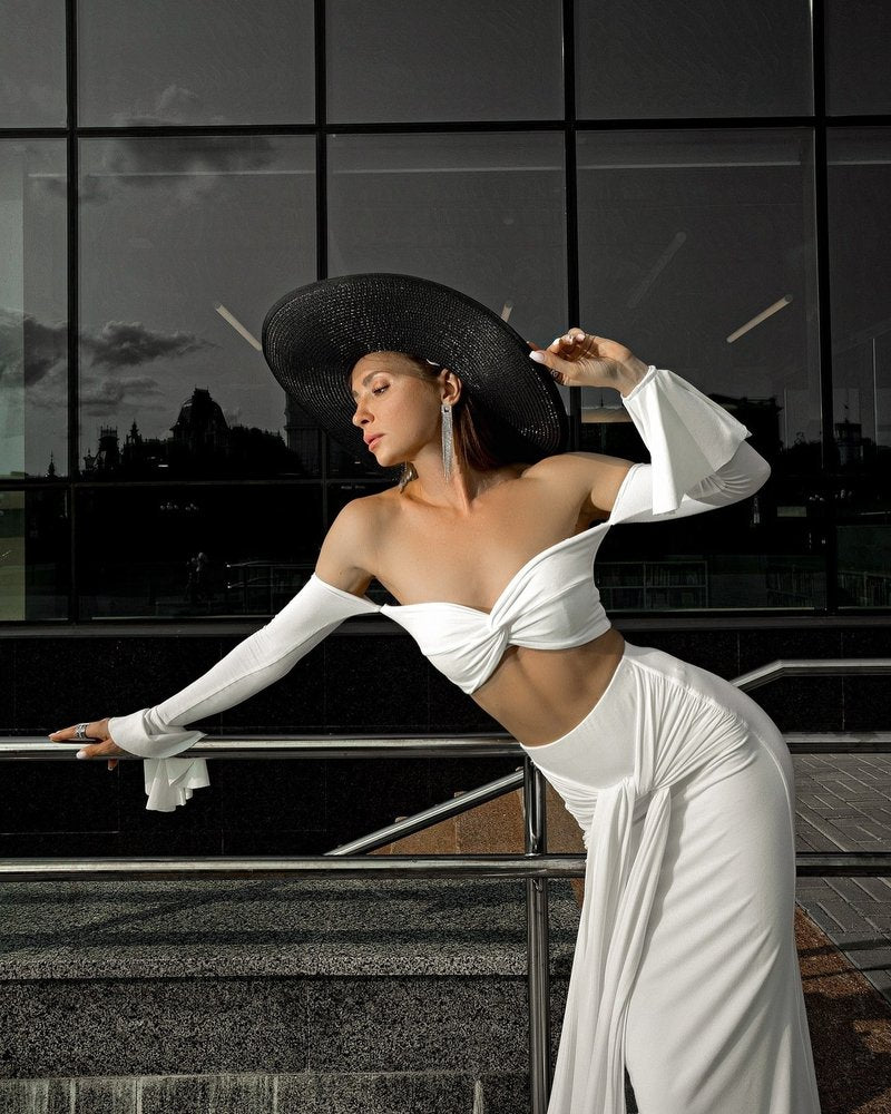 Off Shoulder White Maxi Dress H6899