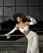 Off Shoulder White Maxi Dress H6899
