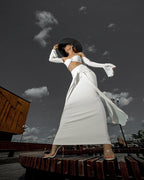 Off Shoulder White Maxi Dress H6899