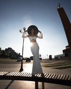 Off Shoulder White Maxi Dress H6899