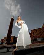 Off Shoulder White Maxi Dress H6899