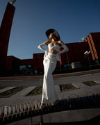 Off Shoulder White Maxi Dress H6899