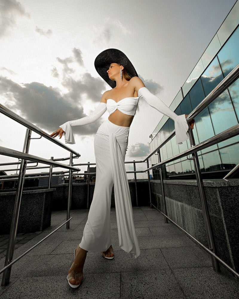 Off Shoulder White Maxi Dress H6899