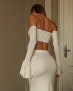 Off Shoulder White Maxi Dress H6899