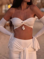 Off Shoulder White Maxi Dress H6899