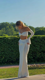 Off Shoulder White Maxi Dress H6899