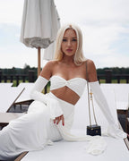 Off Shoulder White Maxi Dress H6899