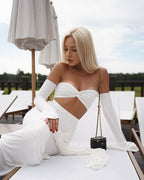 Off Shoulder White Maxi Dress H6899