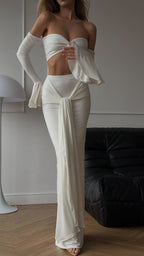 Off Shoulder White Maxi Dress H6899