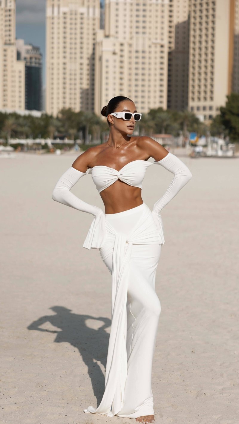 Off Shoulder White Maxi Dress H6899