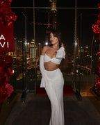 Off Shoulder White Maxi Dress H6899